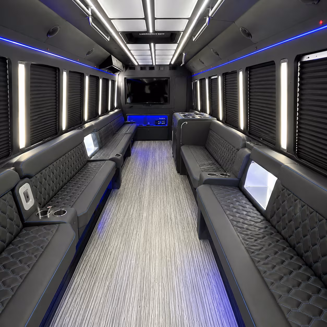 Alexandria Bachelor & Bachelorette Transportation party bus interior