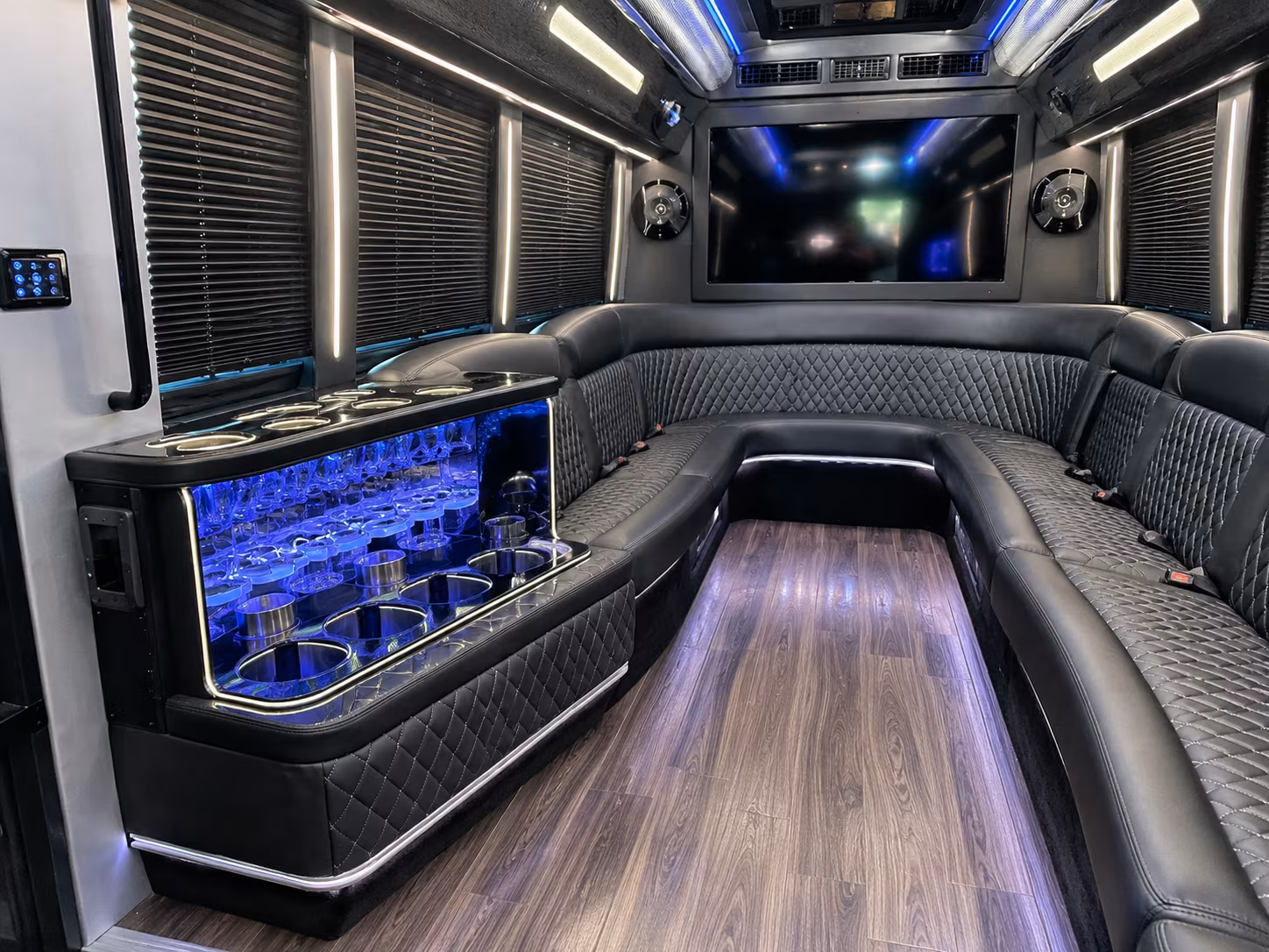 Alexandria Wedding Transportation party bus interior